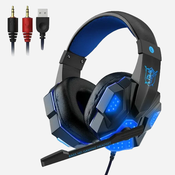 3.5mm Gaming Headset Mic LED Headphones Stereo Bass Surround For PC PS4 One CJ