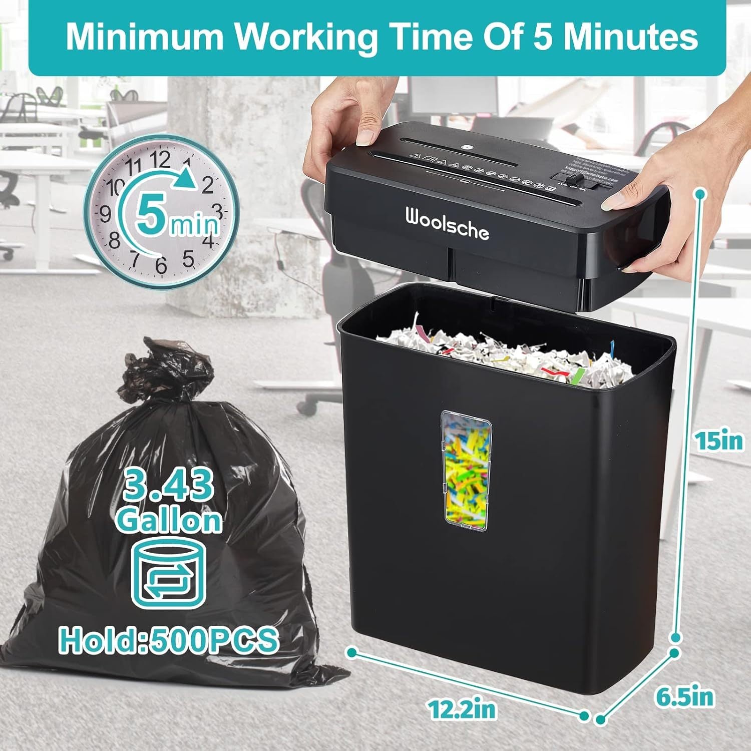 Paper Shredder -10 Sheets Of Paper Cut Horizontally With 3.43 Gallon Paper Basket - P-4 Security Level -3 Mode Designs - Shreds CDs And Credit Cards - Durable, Fast, Anti Paper Jam, Suitable For Home CJ