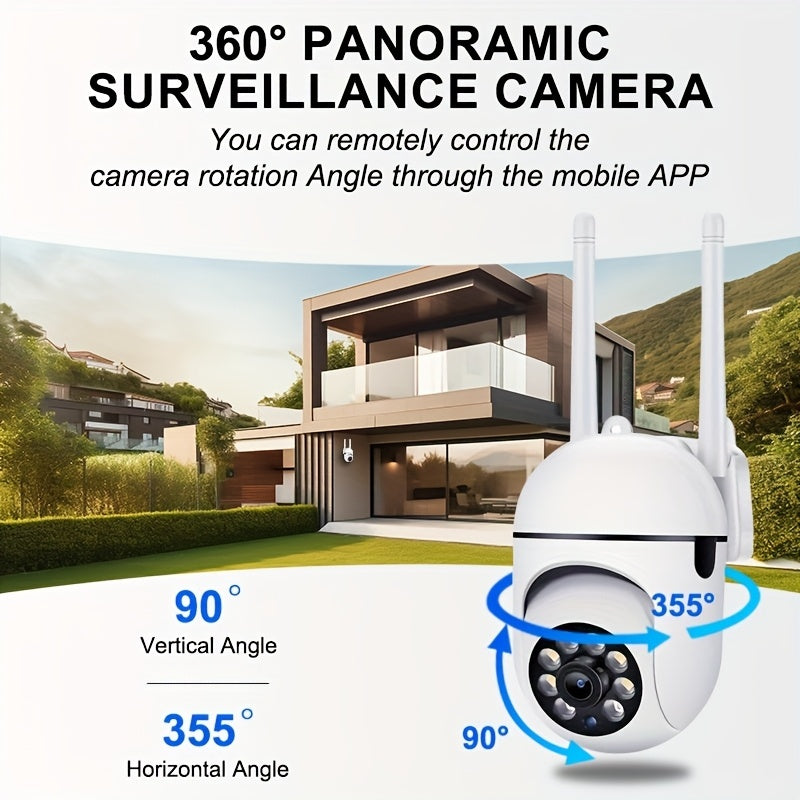 Courtyard Guardian Outdoor Spherical Camera Set - 1080P 360 Blind Spot Monitoring, Wireless 2.4G Anti-interference, Full-color Night Vision, Motion Tracking & Remote Viewing Via App CJ