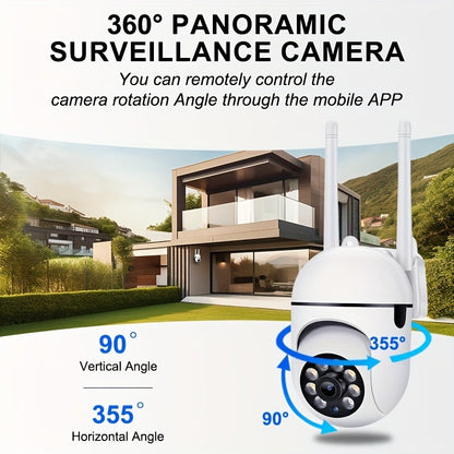 Courtyard Guardian Outdoor Spherical Camera Set - 1080P 360 Blind Spot Monitoring, Wireless 2.4G Anti-interference, Full-color Night Vision, Motion Tracking & Remote Viewing Via App CJ