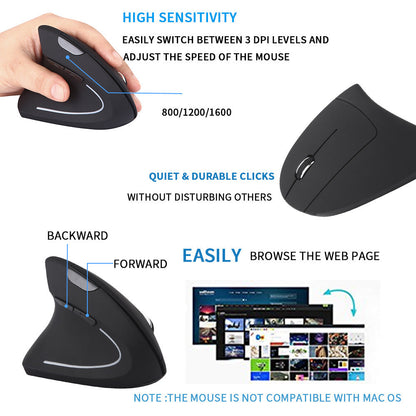 Left Hand Vertical Mouse Wireless Mouse CJ