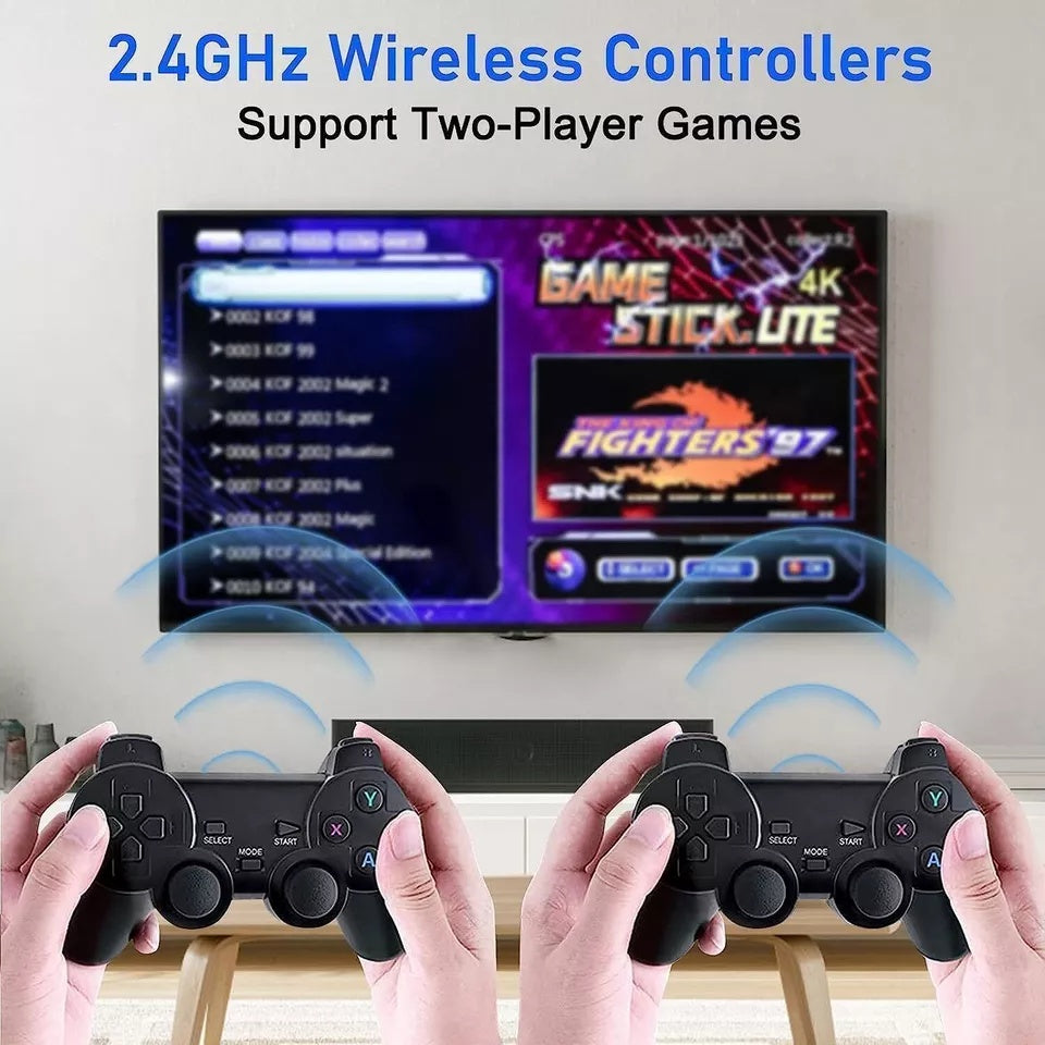 4K Retro Game Console Plug-Play 20000- Video Game Stick-2x Wireless Controllers CJ