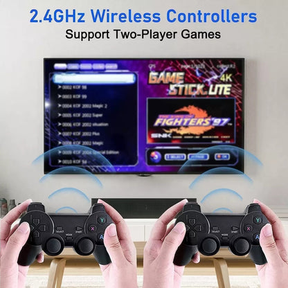 4K Retro Game Console Plug-Play 20000- Video Game Stick-2x Wireless Controllers CJ