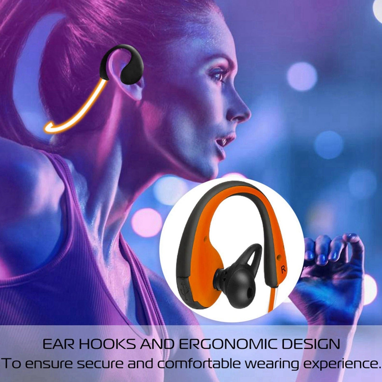 1Pc Wireless Sports Headsets Wireless V4.1 Neckband Earphones HD Stereo Sweat-proof Headphones Earbuds With  LED Light Mic 8Hrs Work Running CJ