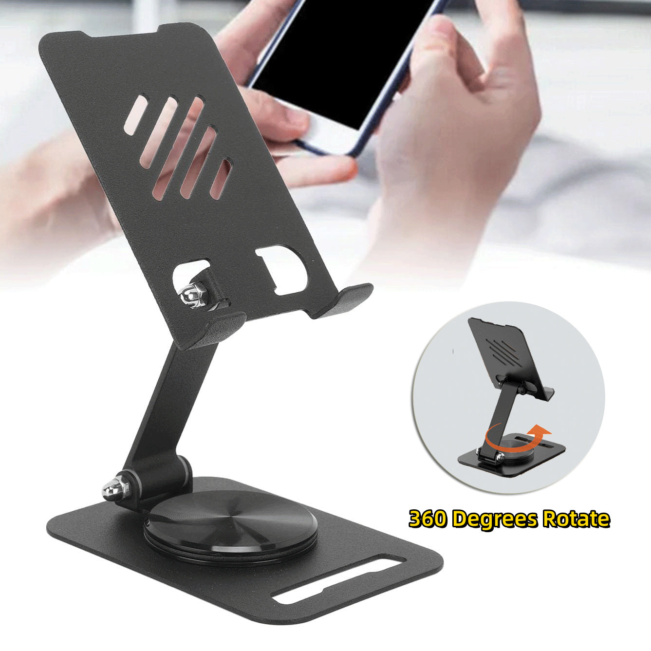 360 Degrees Rotate Metal Desk Mobile Phone Holder Stand For Phone Pad Adjustable Desktop Tablet Holderl Table Cell Phone Stand CJ