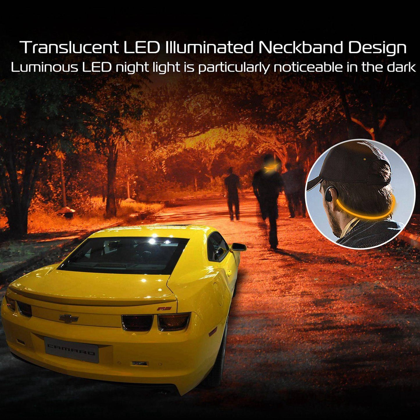 1Pc Wireless Sports Headsets Wireless V4.1 Neckband Earphones HD Stereo Sweat-proof Headphones Earbuds With  LED Light Mic 8Hrs Work Running CJ