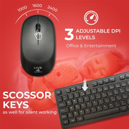 2.4GHz Wireless Keyboard and Mouse Set UK – Full-Size USB Combo CJ