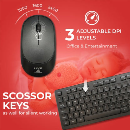2.4GHz Wireless Keyboard and Mouse Set UK – Full-Size USB Combo CJ