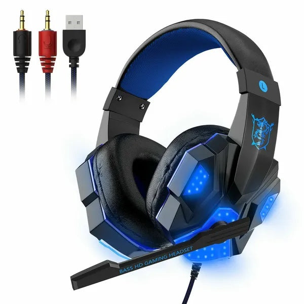 3.5mm Gaming Headset Mic LED Headphones Stereo Bass Surround For PC PS4 One CJ