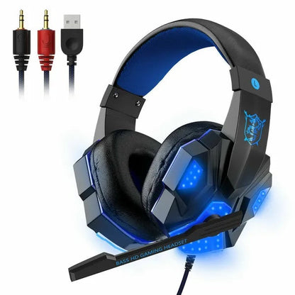 3.5mm Gaming Headset Mic LED Headphones Stereo Bass Surround For PC PS4 One CJ