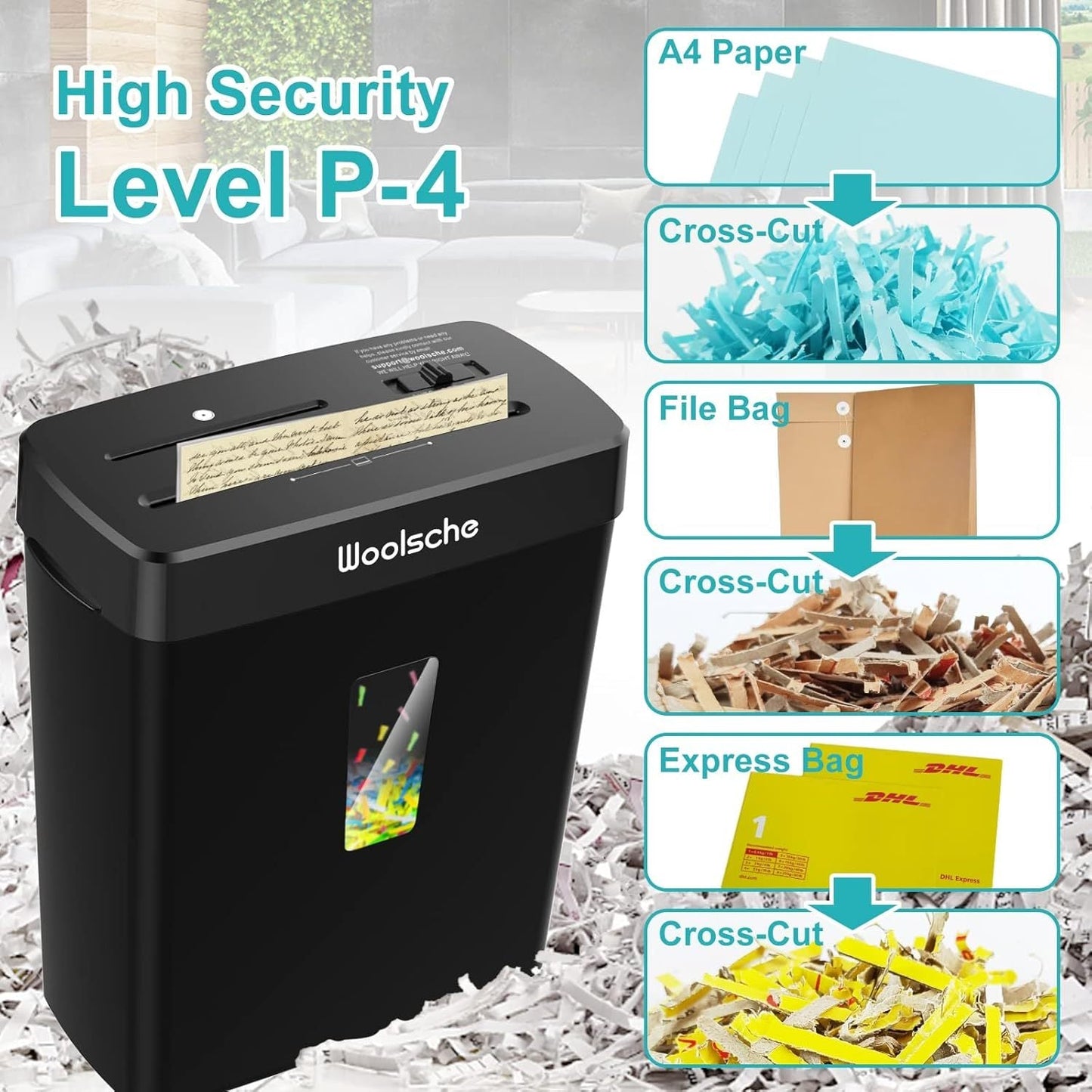 Paper Shredder -10 Sheets Of Paper Cut Horizontally With 3.43 Gallon Paper Basket - P-4 Security Level -3 Mode Designs - Shreds CDs And Credit Cards - Durable, Fast, Anti Paper Jam, Suitable For Home CJ