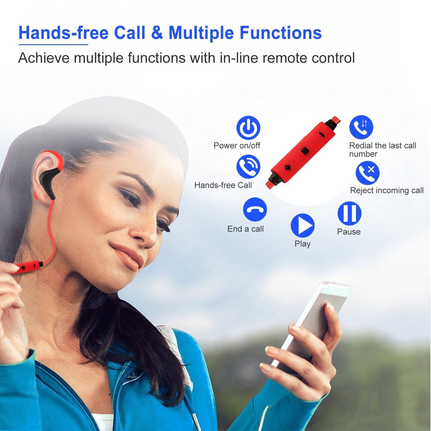 Wireless Headsets V4.1 Sport In Ear Stereo Headphones Sweatproof Noise Canceling Earphones Back Headphone With Mic Handsfree For Running Hiking Travel CJ