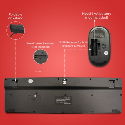2.4GHz Wireless Keyboard And Mouse Set UK USB Dongle For PC Laptop Full-Size NEW CJ