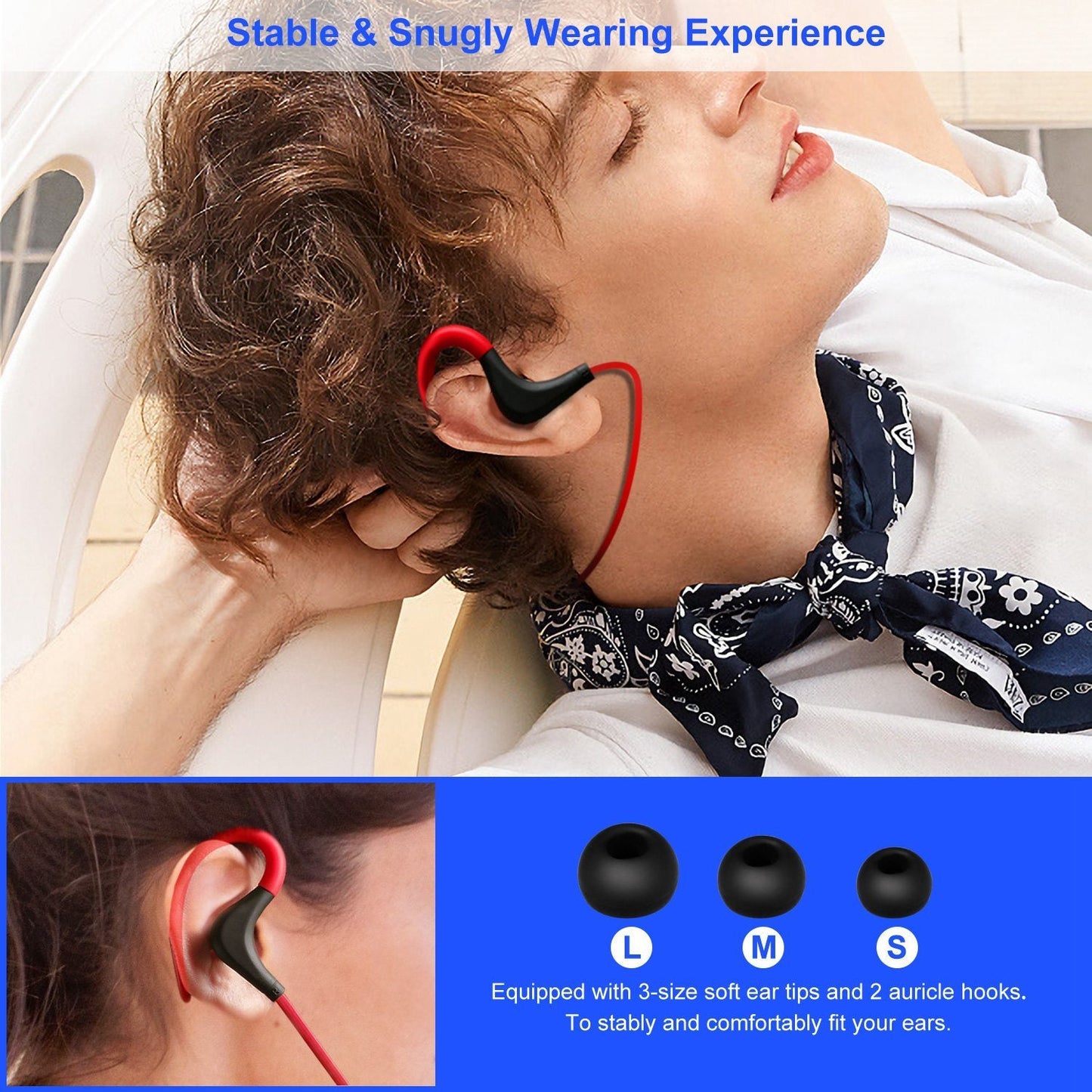 Wireless Headsets V4.1 Sport In Ear Stereo Headphones Sweatproof Noise Canceling Earphones Back Headphone With Mic Handsfree For Running Hiking Travel CJ